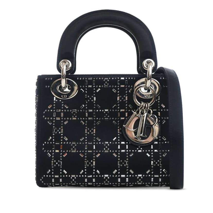 Dior Mini Satin Cannage Strass Crystal Embellished Lady Dior