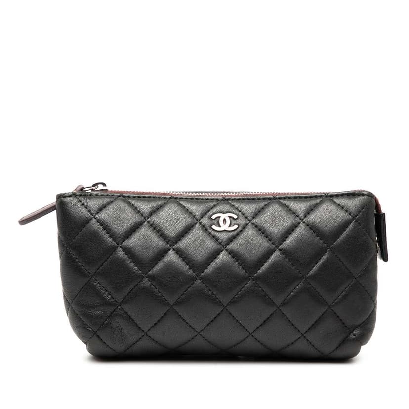 Chanel CC Quilted Lambskin Zip Pouch