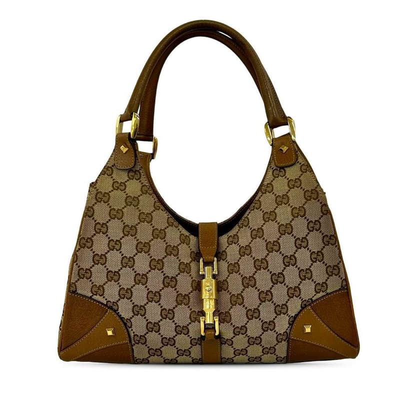 Gucci GG Canvas Nailhead Jackie Bardot Handbag