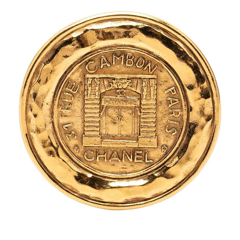 Chanel Gold Plated 31 Rue Cambon Round Brooch