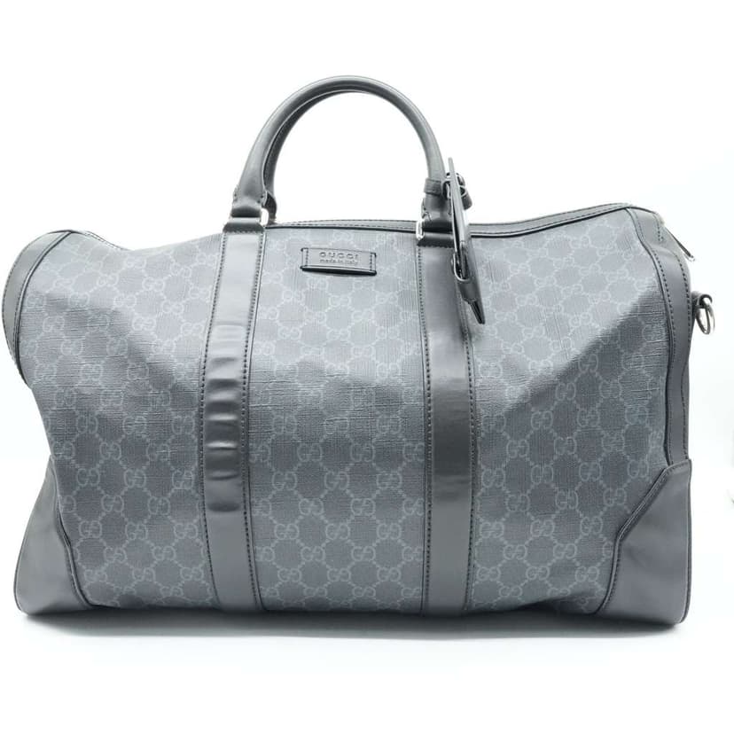 Gucci حقيبة كبيرة من القماش الخشن GG Supreme باللون الأسود والجلد