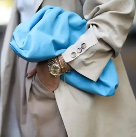 Designer clothing: blue Bottega Veneta pouch