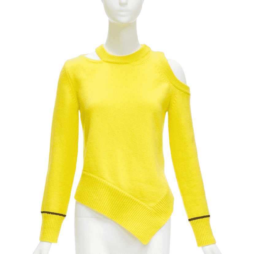 Alexander McQueen Asymmetric Cold Sweater Yellow Wool Never worn - Front View