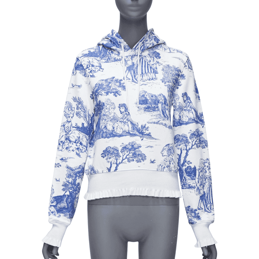 Moschino Toile Frill Hoodie White Cotton Never worn - Front View