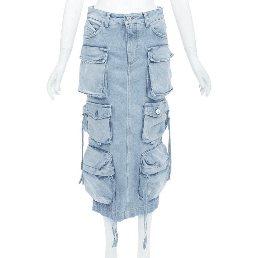ATTICO Cargo Denim Skirt Blue Cotton Never worn - Front View