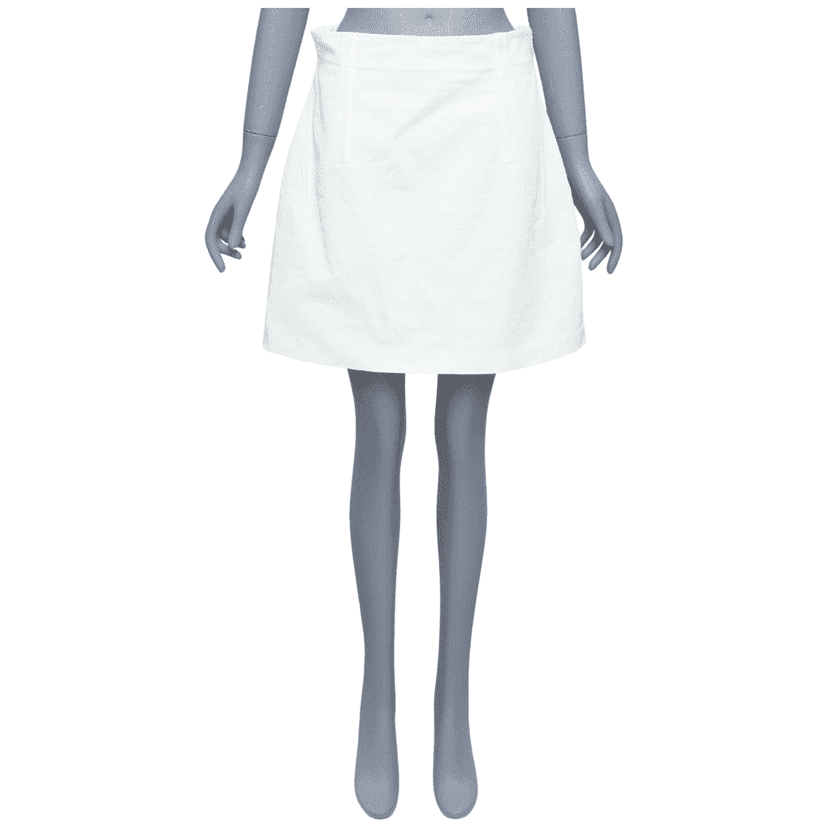 Prada Lace Denim Skirt White Cotton Very good condition - Front View