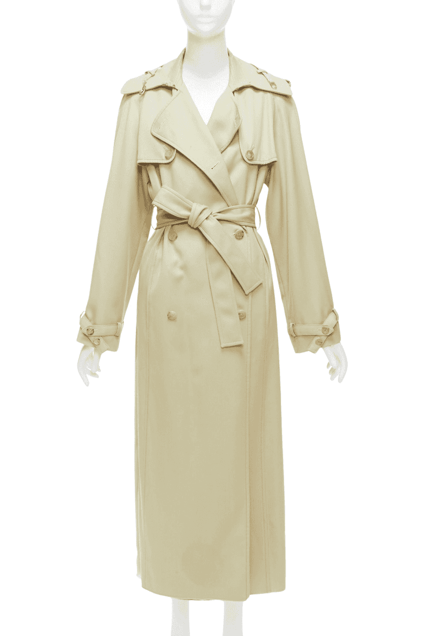 Gabriela Hearst Wool Silk Pleats Trench Beige Wool Very good condition - Front View