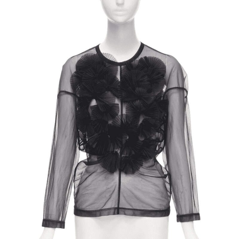 Comme Des Garcons Pleated Ruffle Top Black Good condition - Front View