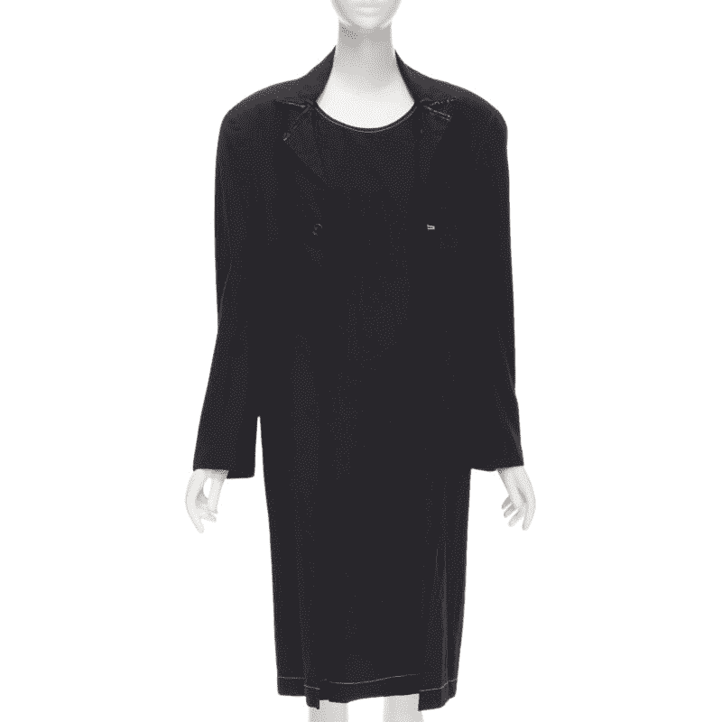 Junya Watanabe Layered Coat Dress Black Wool Never worn - Front View