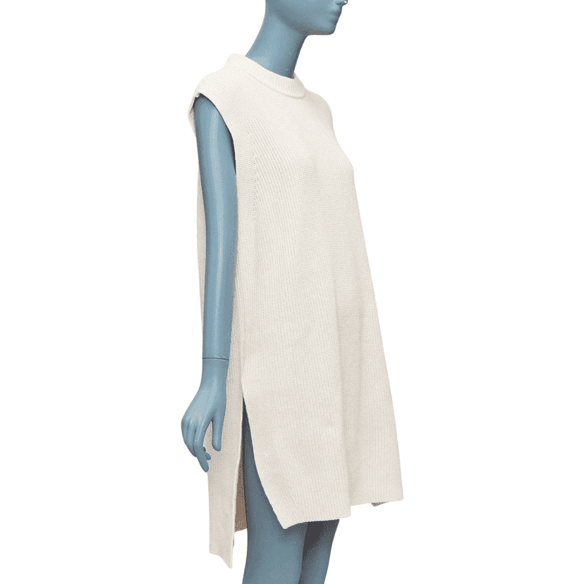 Jil Sander Knit Sweater Vest Beige Cotton Never worn - Front View
