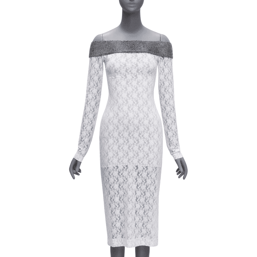 Christopher Kane Crystal Lace Dress Black Polyamide Never worn - Front View
