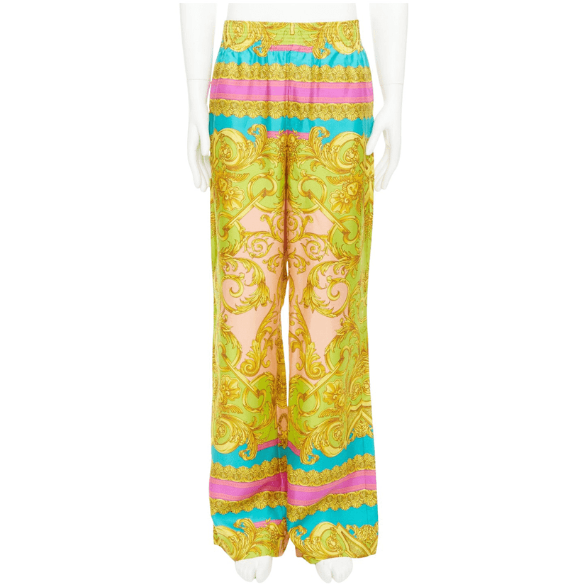 Versace Barocco Silk Pants MultiColor Silk Never worn, with tag - Front View