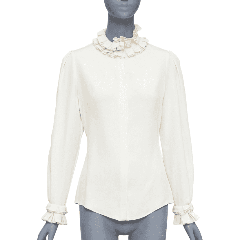 Alexander McQueen Victorian Darted Blouse Beige Silk Very good condition - Front View