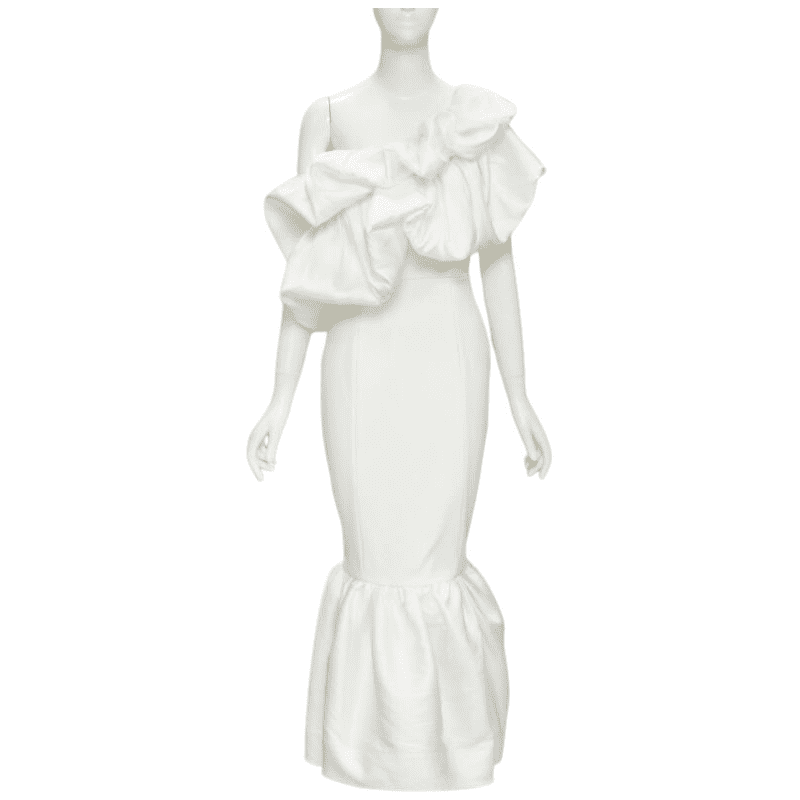 Solace London Cascade Flounce Dress White Polyester Never worn - Front View