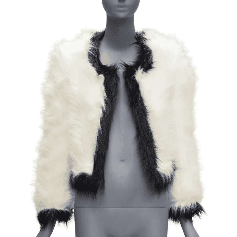 Saint Laurent Cream Faux Fur Jacket White Never worn, with tag - Front View