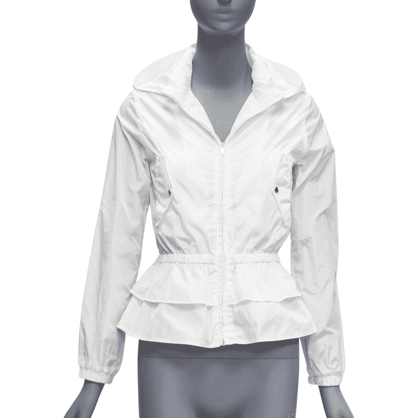 Gucci Ivory Peplum Hooded Jacket Ecru Polyamide Never worn, with tag - Front View