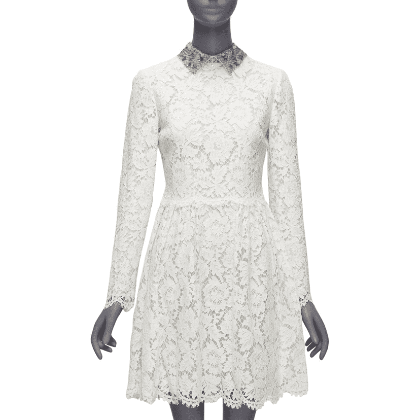 Valentino Garavani Sequin Bridal Dress Beige Cotton Never worn - Front View