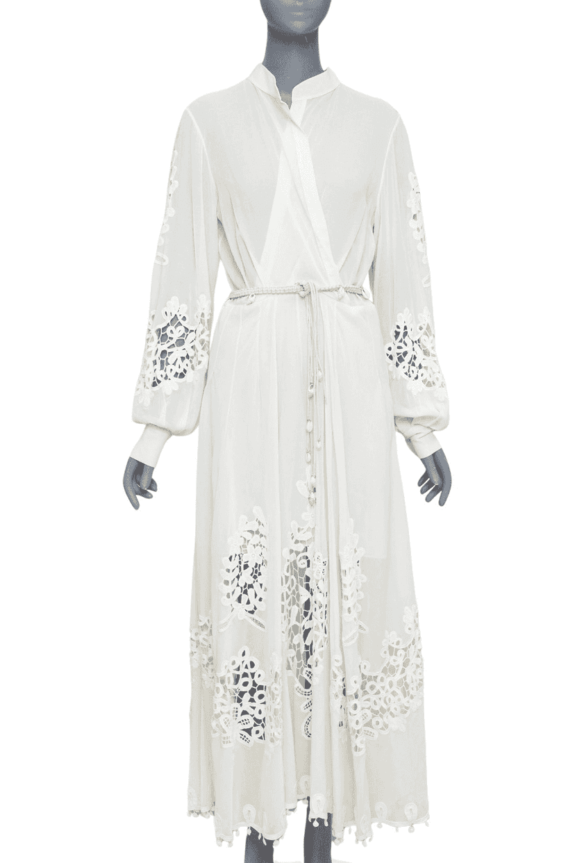 Oscar De La Renta Shell Belt Dress Ecru Cotton Very good condition - Front View