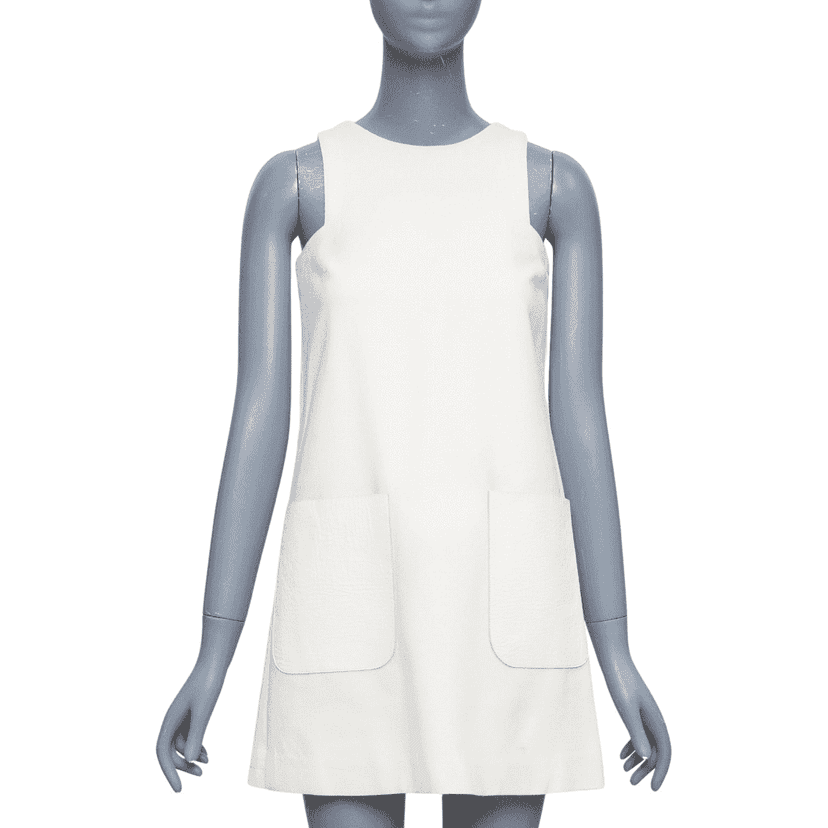 Fendi Leather Patch Dress Ecru Wool Good condition - Front View