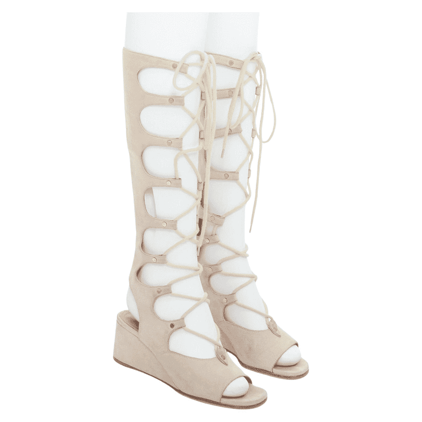 Chloé Suede Gladiator Wedges Beige Suede Fair condition - Front View