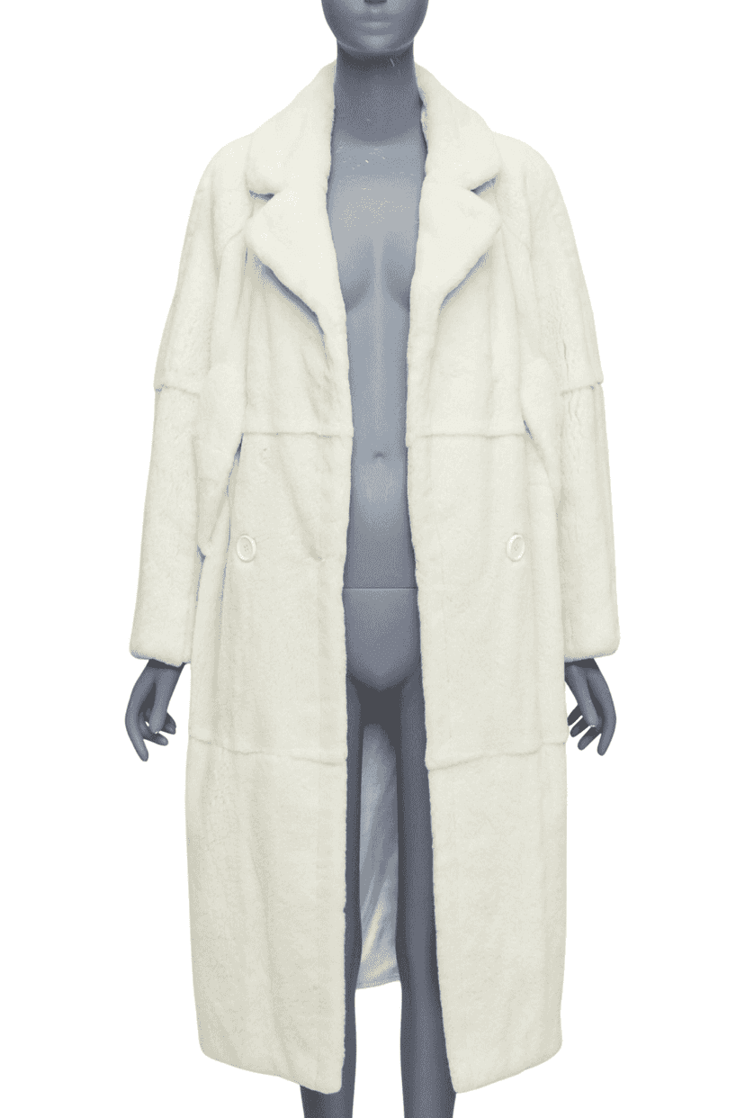 Unsigned Patchwork Fur Long Coat Beige Fur Good condition - Front View