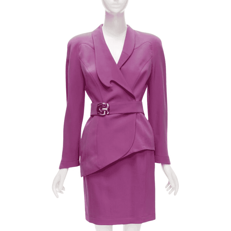 Thierry Mugler Pink Curved Blazer Pink Wool Very good condition - Front View