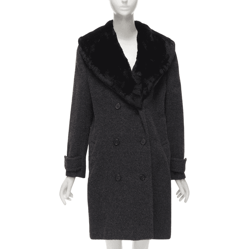 Gucci Grey Alpaca Coat Grey Very good condition - Front View