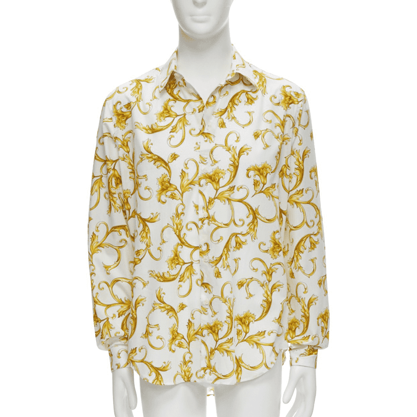 Versace Rococo Floral Shirt White Cotton Never worn, with tag - Front View