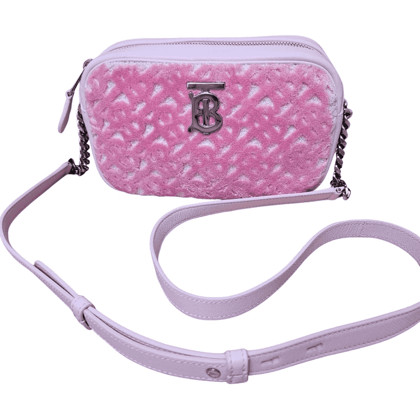 Burberry Terry Lola Camera Bag Pink Canvas Silver Very good condition - Front View