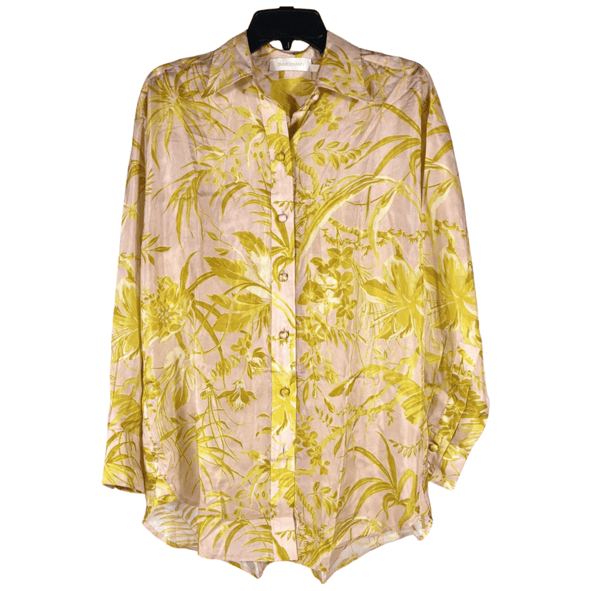 Zimmermann Golden Relaxed Silk Shirt Pink Silk Never worn - Front View