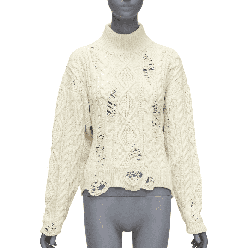 Miharayasuhiro Distressed Cable Sweater Ecru Never worn - Front View