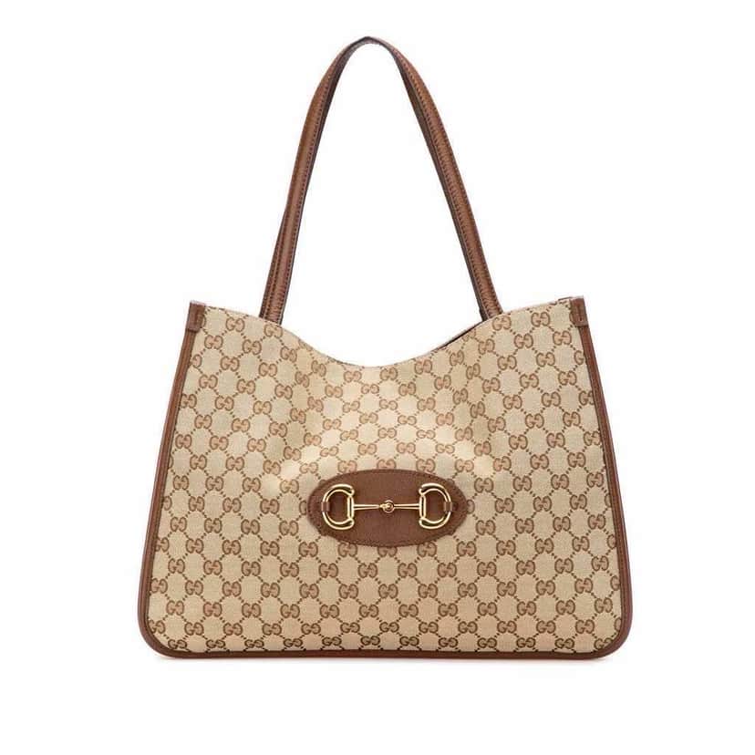 Gucci Medium GG Canvas Horsebit 1955 Tote Brown Canvas Good condition - Front View