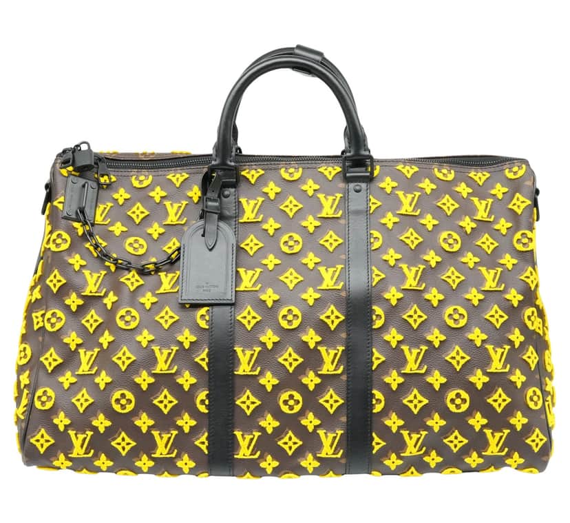 Louis Vuitton Keepall 50 Triangle Yellow Noire Monogram Tuffetage Duffle Bag M45069 MultiColor Good condition - Front View