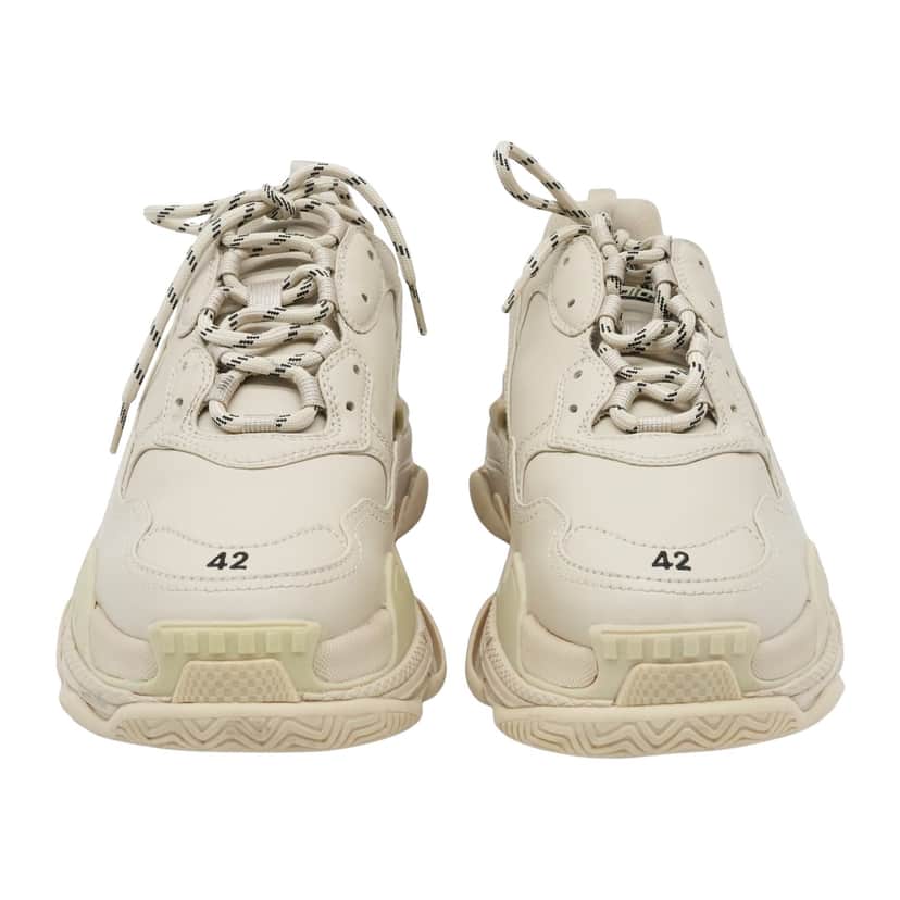 Balenciaga Cream Faux Leather Triple S Sneakers Size 42 Beige Good condition - Front View