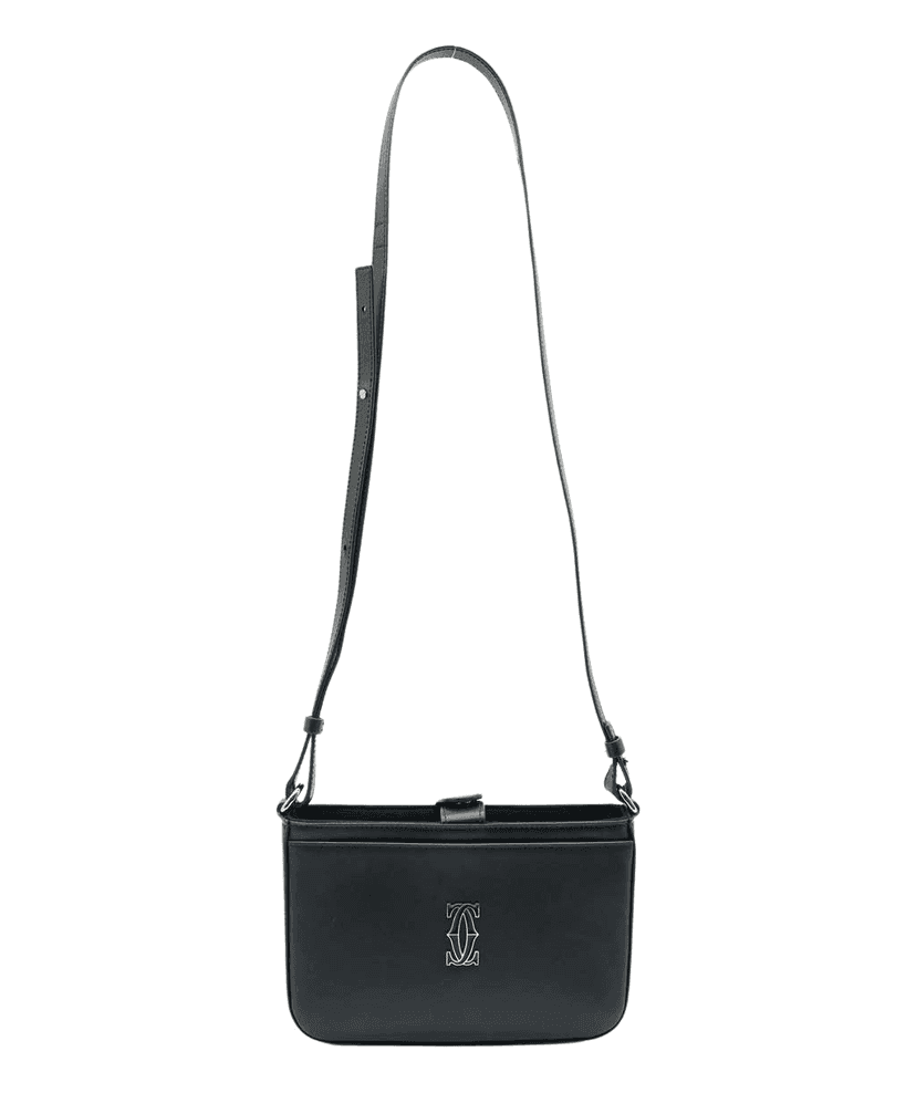 Cartier C de Cartier Mini Shoulder Bag In Black Calfskin Black Leather Good condition - Front View