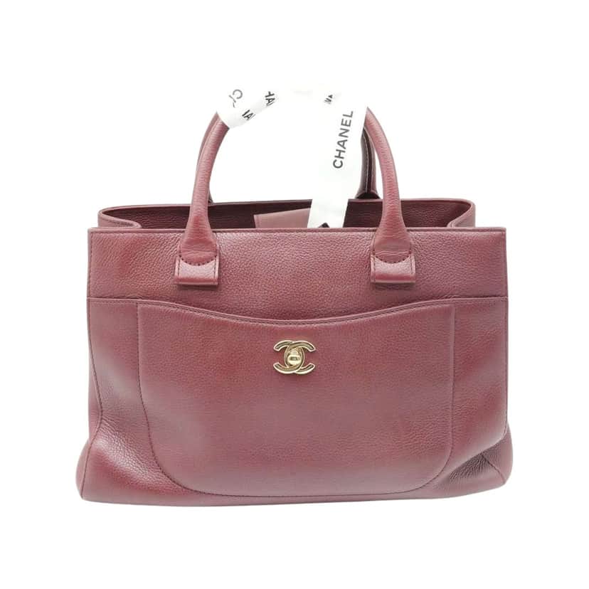 Chanel Executive Tote Bag Burgandy Leather EN ST Burgundy Leather Fair condition - Front View
