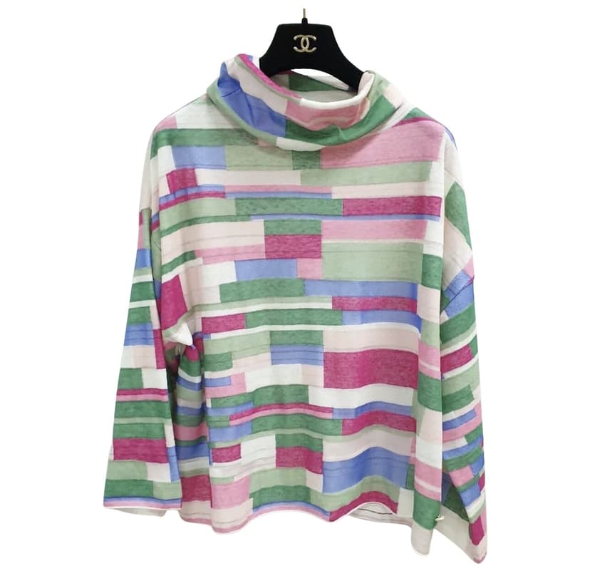 Chanel Abstract Printed Knit Turtleneck Top