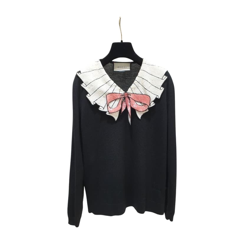 Gucci Merino Ruffle Bow Sweater