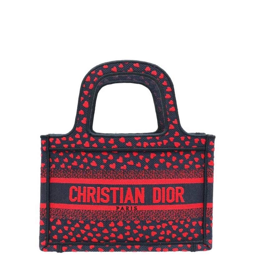 Christian Dior Mini Book Tote Red Canvas Good condition - Front View