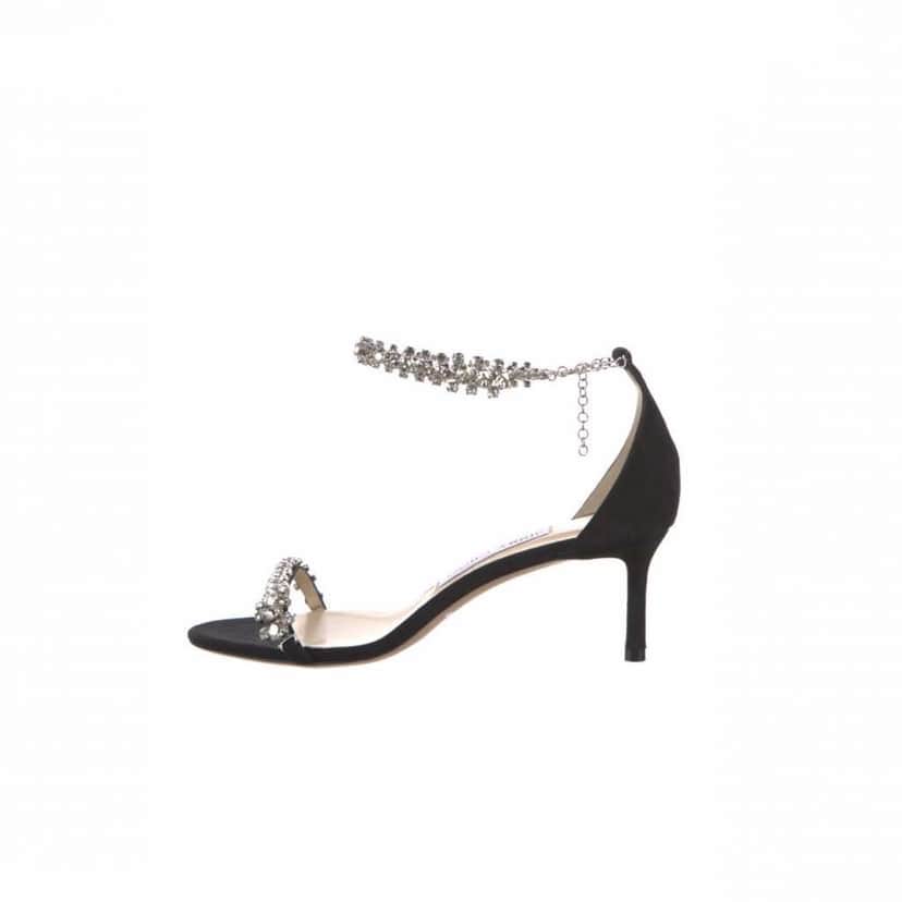 Jimmy Choo Crystals Sandals Black Suede Never worn - Front View