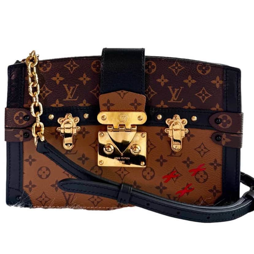 Louis Vuitton Monogram Reverse Trunk Brown Leather Metal Very good condition - Front View