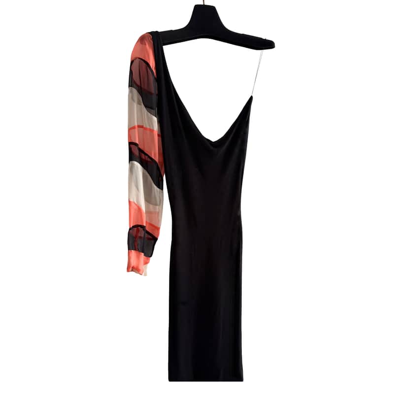 Yotam Solomon Asymmetrical Cocktail Dress Black Silk Very good condition - Front View