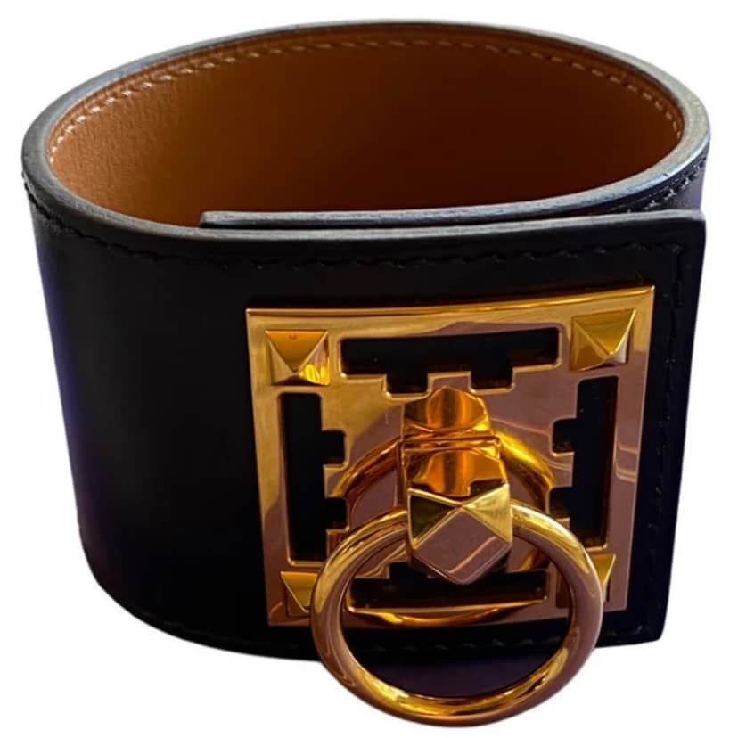 Hermès Creneau Bracelet Black Brass Good condition - Front View
