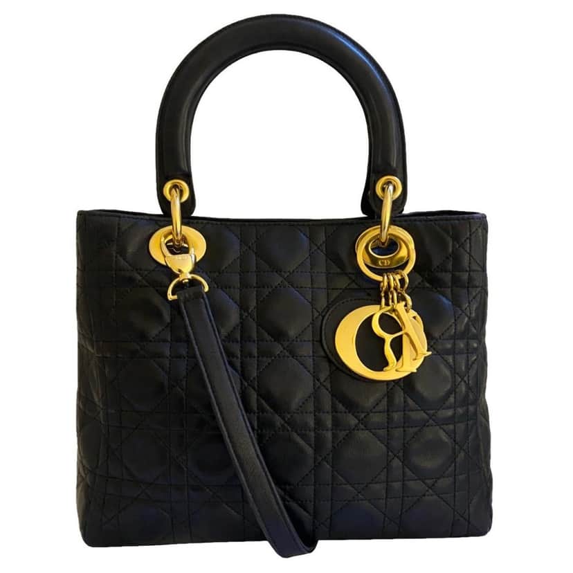 Dior Lady Dior Black Leather Black Leather Good condition - Front View