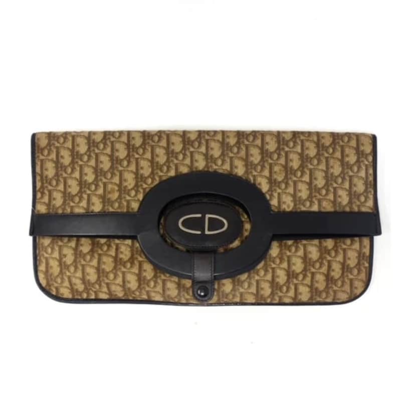 Christian Dior Vintage Monogram Dior Clutch Brown Canvas Good condition - Front View