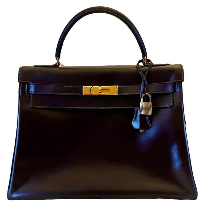 Hermès Kelly 32 Brown Box Brown Leather Good condition - Front View