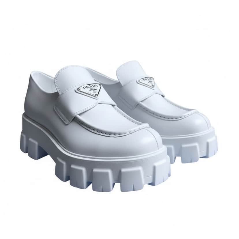 Prada Prada Monolith Loafer White Leather Never worn, with tag - Front View