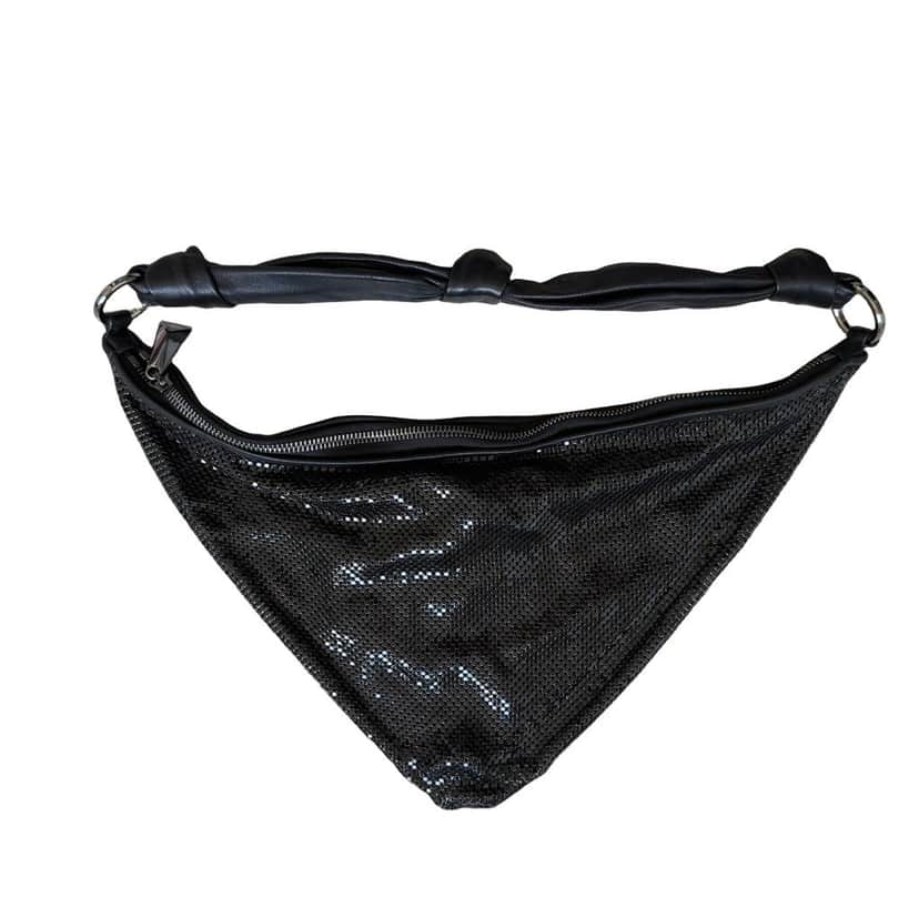 Amina Muaddi Amina Muaddi Handbag Black Leather Never worn, with tag - Front View