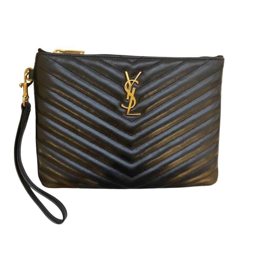 Saint Laurent Cassandre Clutch Black Leather Leather Very good condition - Front View