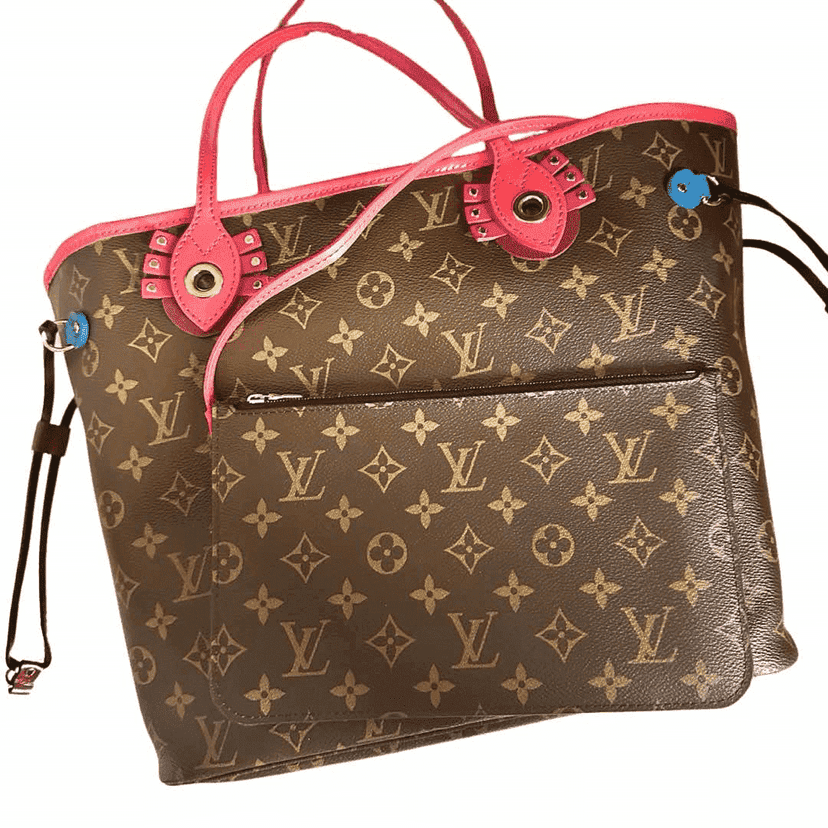 Louis Vuitton Neverfull Brown Canvas Silver Very good condition - Front View